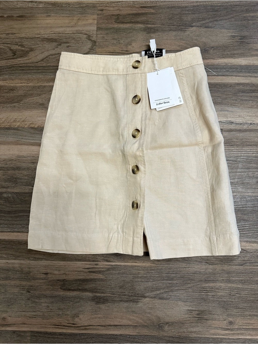 & Other Stories Beige Button Front Skirt